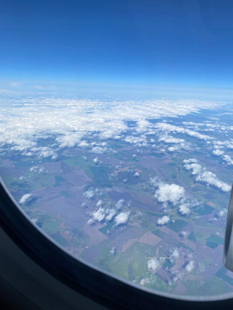 飛行機の窓から見えるシドニー